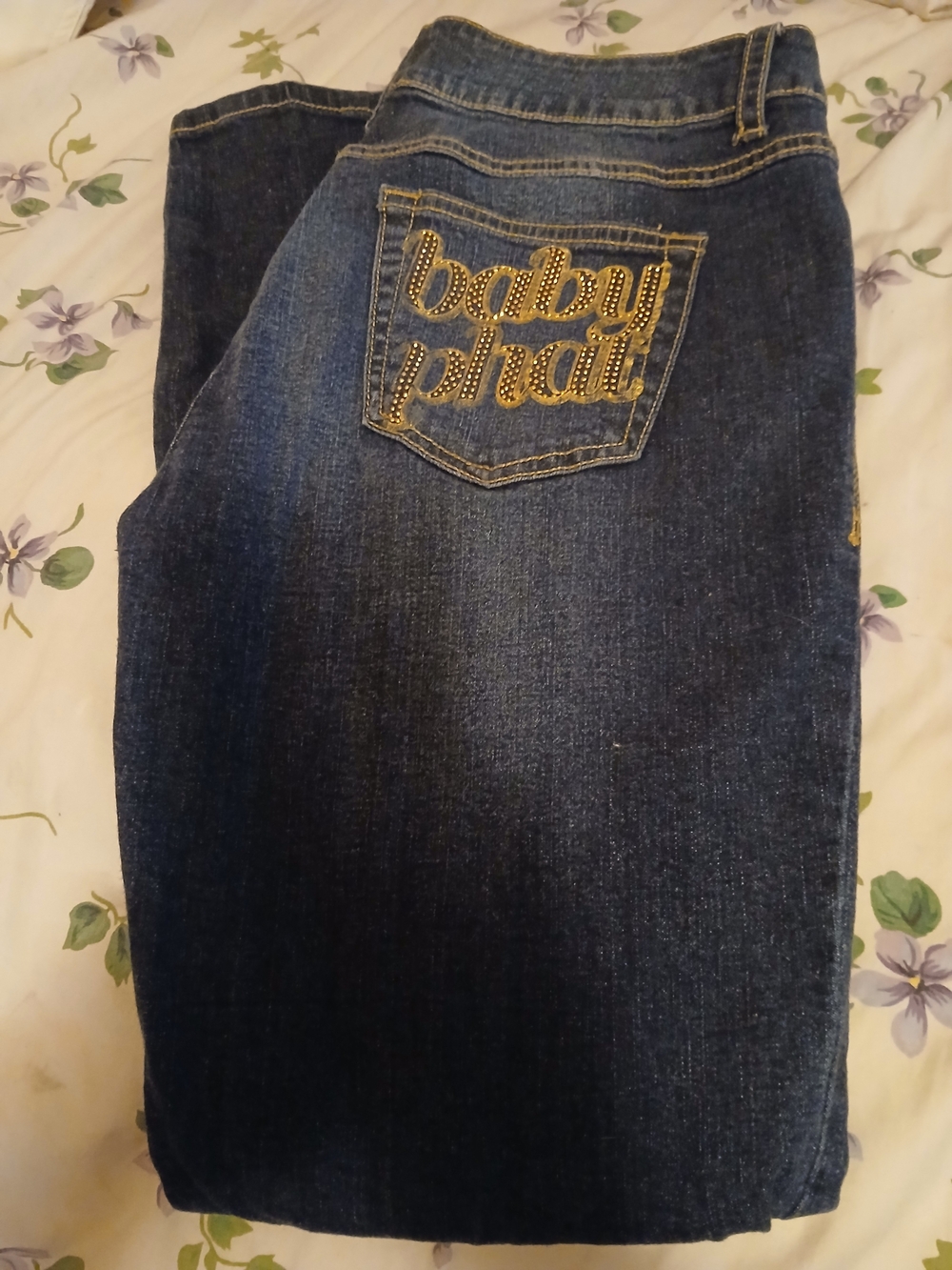 Baby Phat Dark Blue Skinny Jeans with Gold Stud Logo